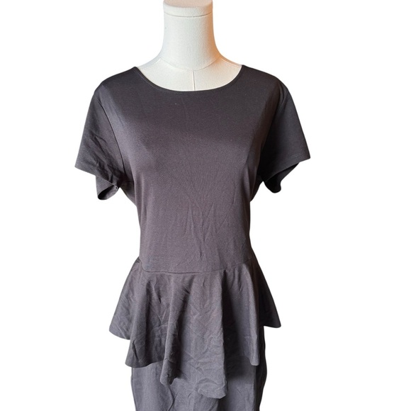 ASOS Curve - NWT Black Peplum Hem Short Sleeve Preppy Dress Sz 18 US / 22 UK - Picture 3 of 8